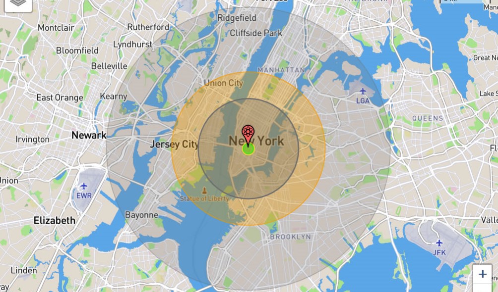 Nuclear Bomb Interactive Map
