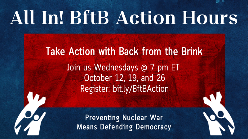 Take Action with Back from the Brink! Join Our October 2022 Action Hours