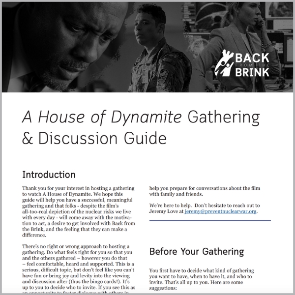 HoD Back from the Brink Discussion Guide Event flyer for a noon-time vigil on August 6 from 11:30am to 1:30pm at the Old State House Square in Hartford, CT